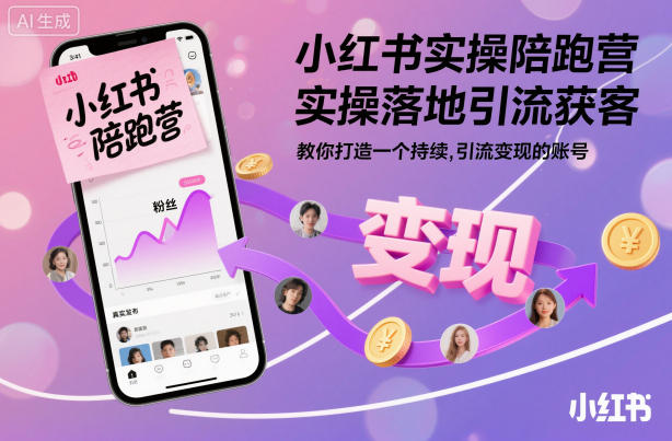 小红书实操陪跑营,实操落地引流获客,教你打造一个持续引流变现的账号-优优云网创