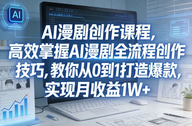 某社群AI漫剧创作课程，高效掌握AI漫剧全流程创作技巧，教你从0到1打造爆款，实现月收益1W+-优优云网创