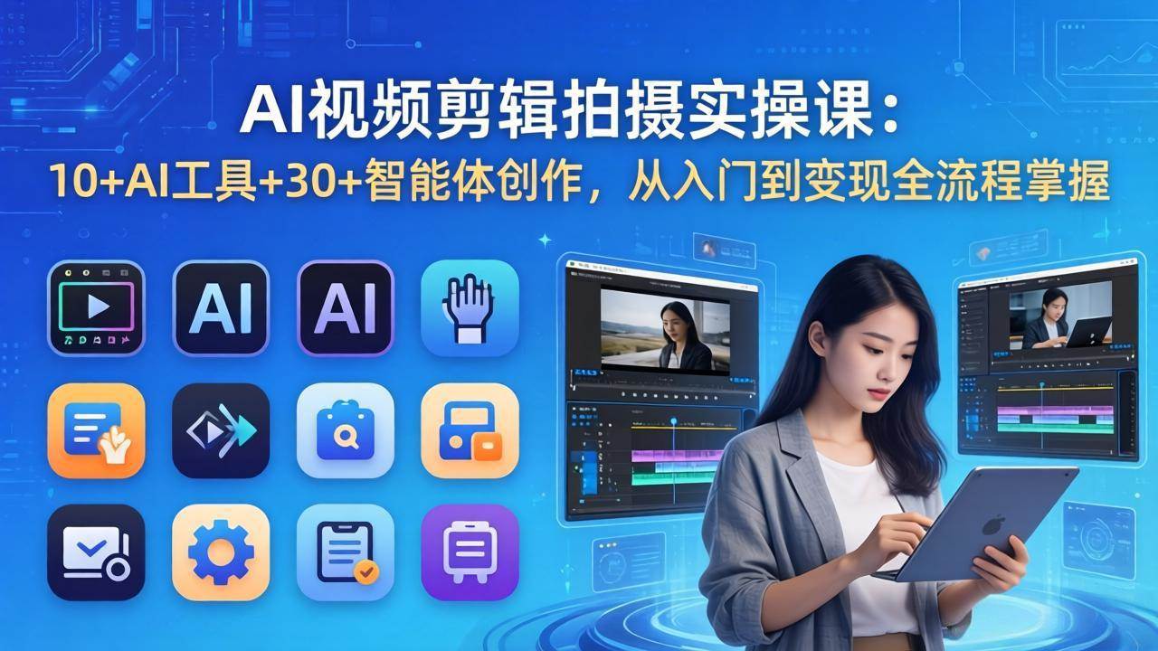 （17818期）AI 视频剪辑拍摄实操课：10+AI工具+30+智能体创作，从入门到变现全流程掌握-优优云网创