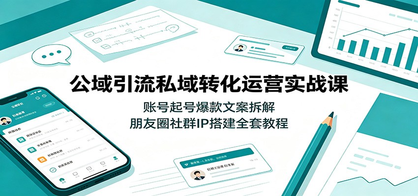 公域引流私域转化运营实战课：账号起号爆款文案拆解，朋友圈社群IP搭建全套教程-优优云网创