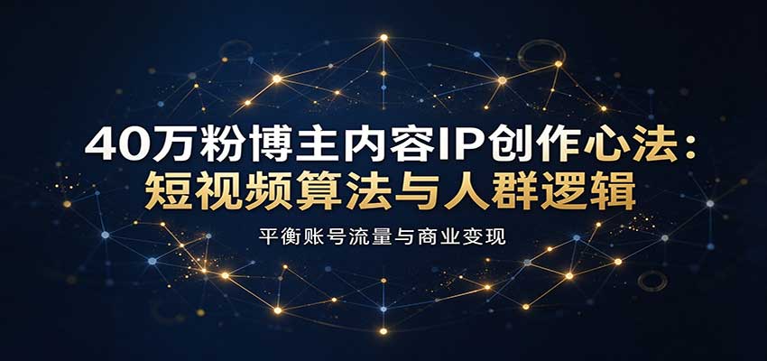 40万粉博主内容IP创作心法：短视频算法与人群逻辑，平衡账号流量与商业变现-优优云网创