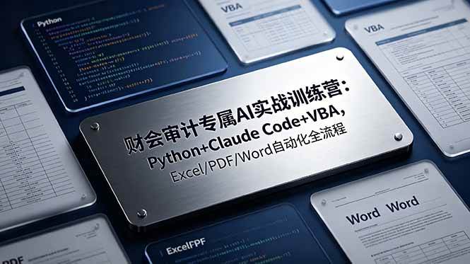(19028期)财会审计专属 AI实战训练营:Python+Claude Code+VBA,Excel/PDF/Word自动化全流程-优优云网创