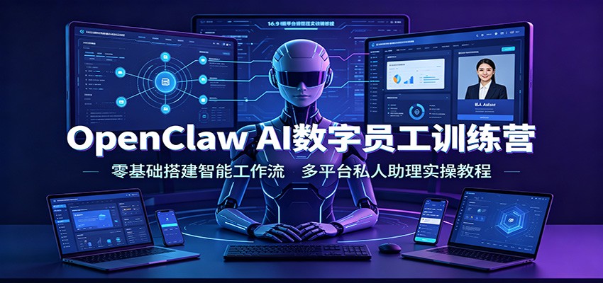 OpenClaw AI数字员工训练营：零基础搭建智能工作流，多平台私人助理实操教程-优优云网创