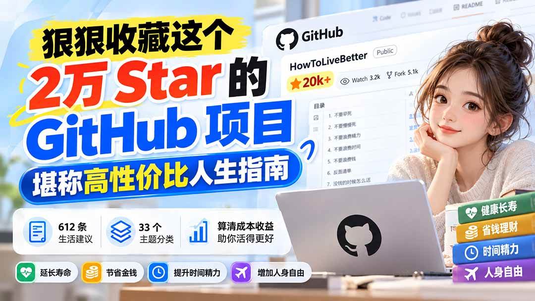 （20726期）狠狠收藏这个 2 万 Star 的 GitHub 项目，堪称高性价比人生指南。-优优云网创