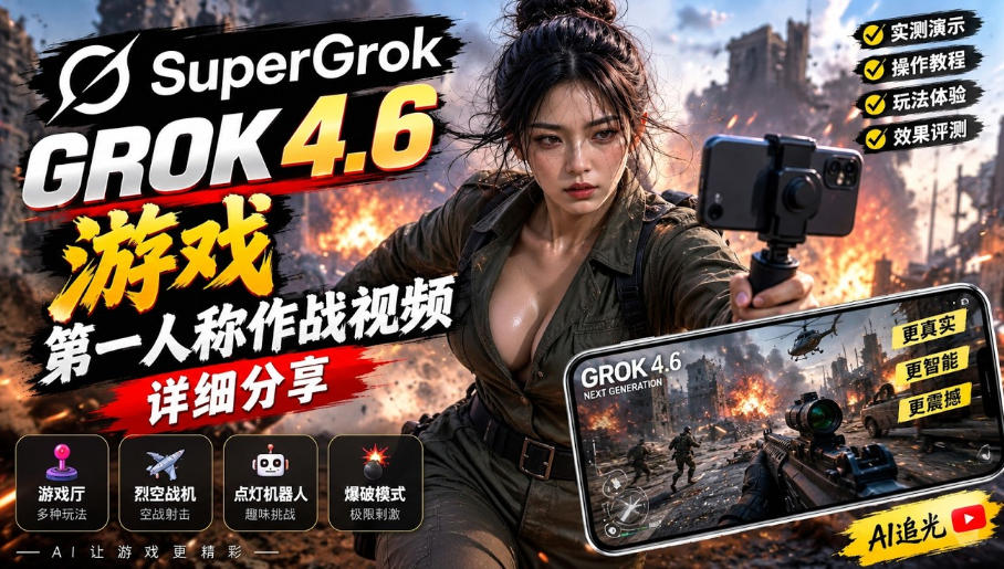 Grok 4.6也能做游戏？第一人称作战视频实测｜玩法详细讲解-优优云网创