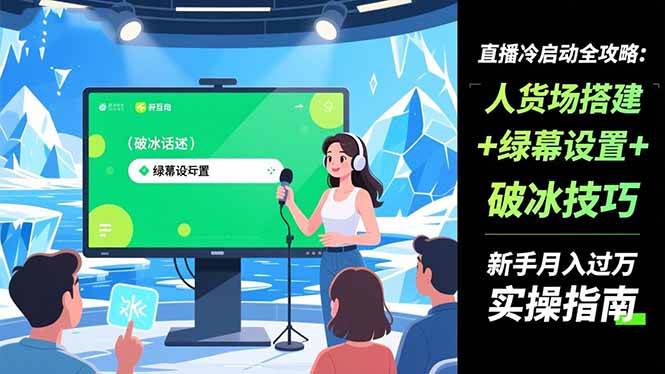 （16605期）直播冷启动全攻略:人货场搭建+绿幕设置+破冰技巧，新手月入过万实操指南-优优云网创