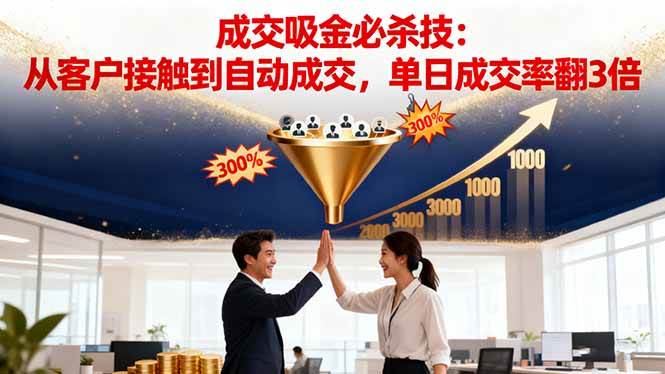 （16432期）吸金成交营销必杀技：从客户接触到自动成交，单日成交率翻3倍-优优云网创