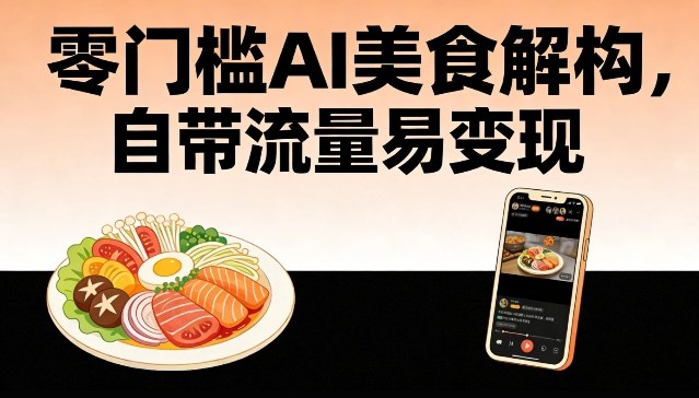 零门槛AI美食解构,自带流量易变现-优优云网创
