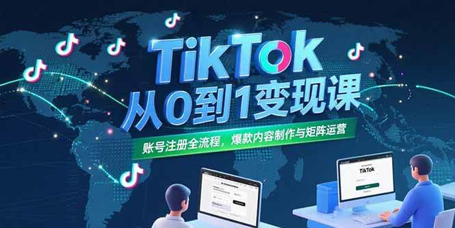 (15346期)TikTok从0到1变现课,账号注册全流程,爆款内容制作与矩阵运营-优优云网创