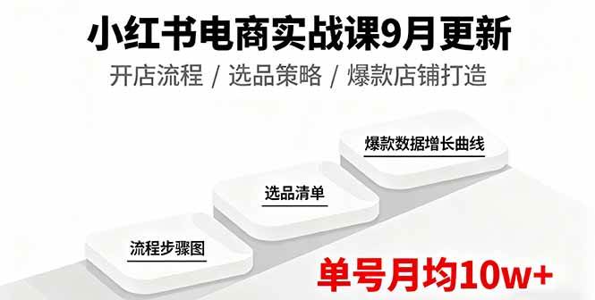 （16120期）小红书电商实战课9月更新，开店流程/选品策略/爆款店铺打造，单号月均10w+-优优云网创