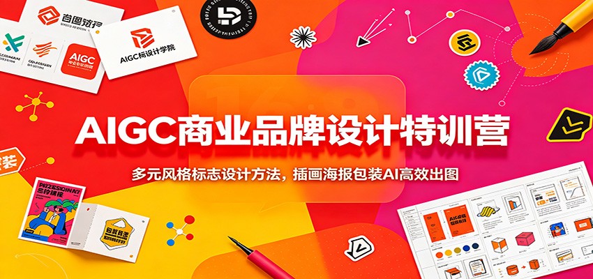 AIGC商业品牌设计特训营：多元风格标志设计方法，插画海报包装AI高效出图-优优云网创