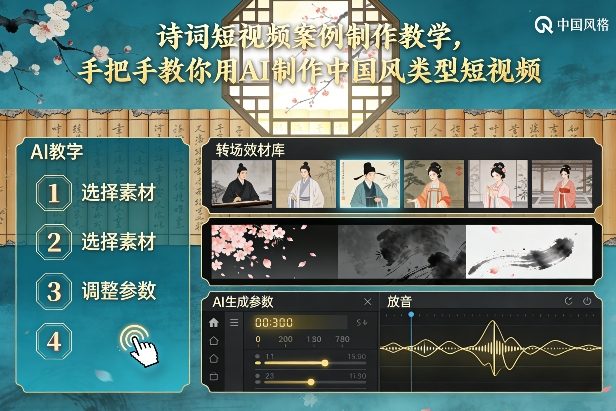 古诗词短视频案例制作教学，手把手教你用AI制作中国风类型短视频-优优云网创