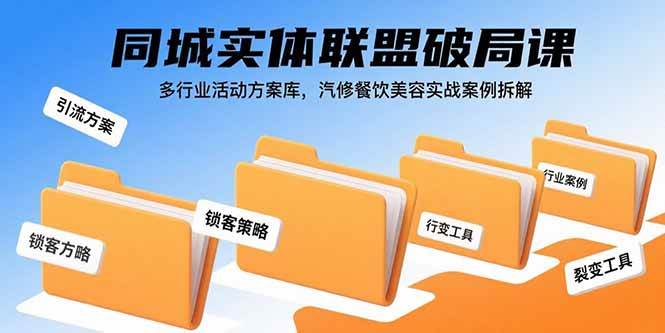 （15833期）同城实体联盟破局课，多行业活动方案库，汽修餐饮美容实战案例拆解-优优云网创