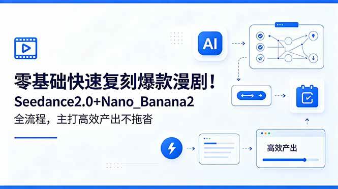 (18611期)零基础快速复刻爆款漫剧!Seedance2.0+Nano_Banana2全流程,主打高效产出不拖沓-优优云网创