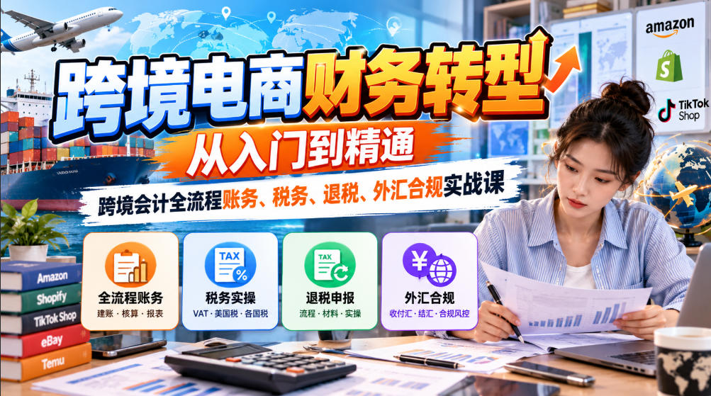 跨境电商财务转型：从入门到精通｜跨境会计全流程账务、税务、退税、外汇合规实战课-优优云网创