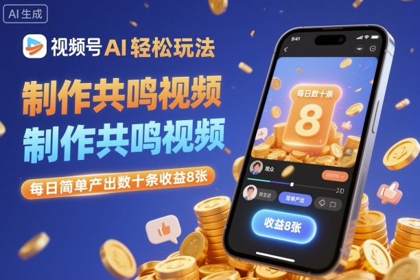 视频号AI轻松玩法，制作共鸣视频，每日简单产出数十条收益8张-优优云网创