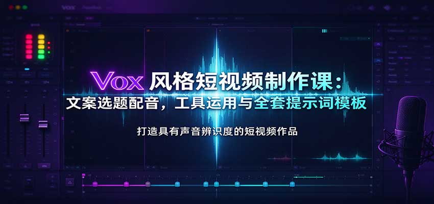 Vox风格短视频制作课：文案选题配音，工具运用与全套提示词模板-优优云网创