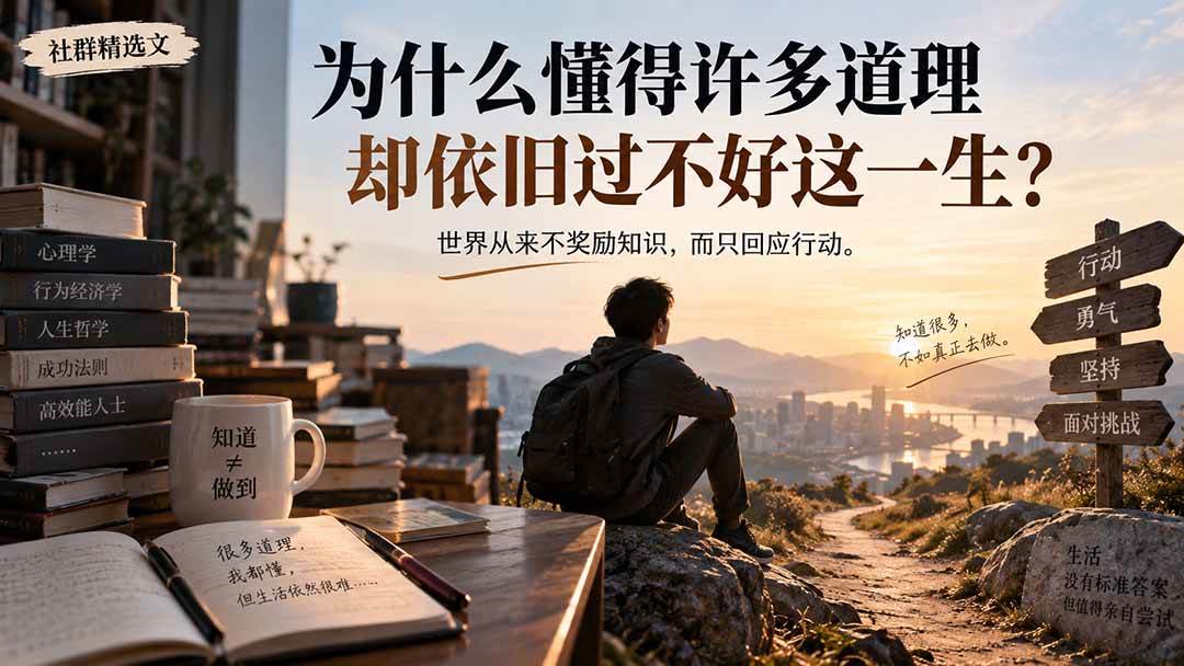 (20462期)社群精选文:为什么懂得许多道理却依旧过不好这一生?-优优云网创
