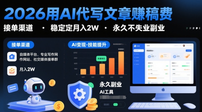 2026用AI代写文章賺稿费，提供接单渠道，稳定月入2W，永久不失业副业-优优云网创