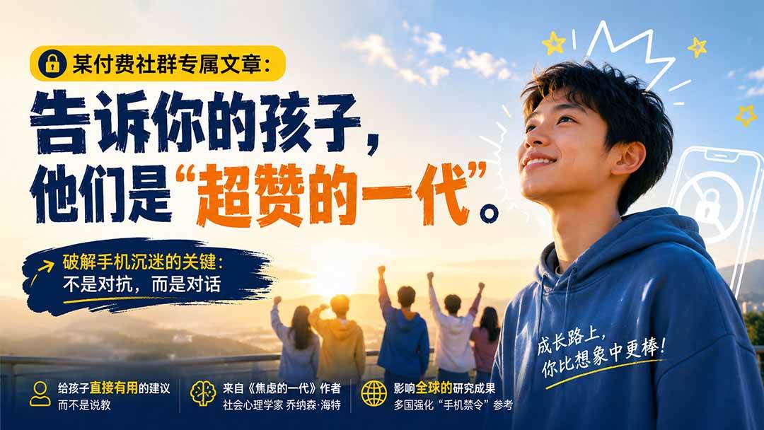 （20222期）某付费社群专属文章：告诉你的孩子，他们是“超赞的一代”。-优优云网创