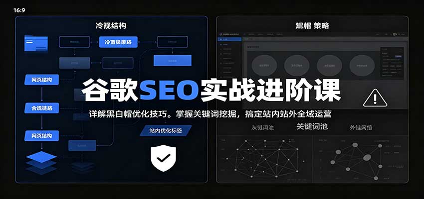 2026谷歌SEO实战进阶课:详解黑白帽优化技巧,掌握关键词挖掘,搞定站内站外全域运营-优优云网创