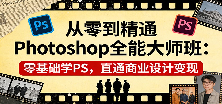 从零到精通Photoshop全能大师班：零基础学PS，直通商业设计变现-优优云网创
