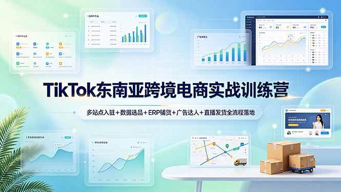 （19155期）TikTok东南亚跨境电商实战训练营：多站点入驻+数据选品+ERP铺货+广告达人+直播发货全流程落地-优优云网创