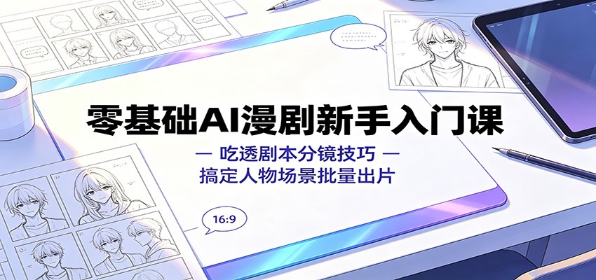 零基础AI漫剧新手入门课：吃透剧本分镜技巧，搞定人物场景批量出片-优优云网创