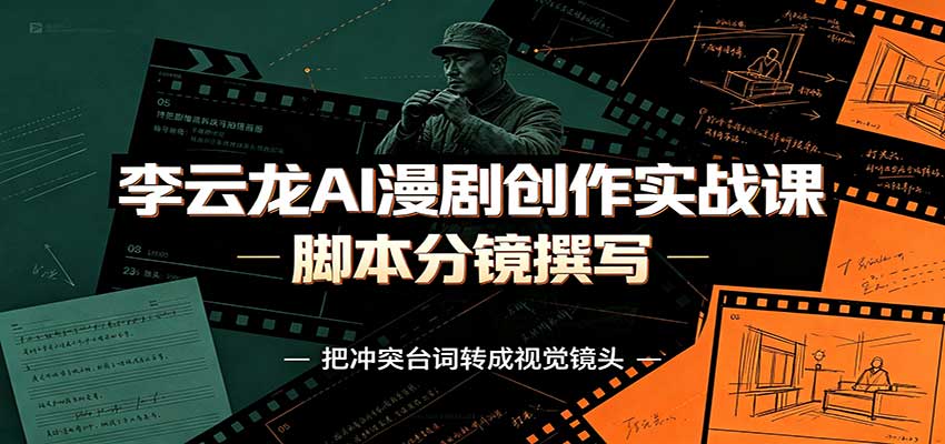 李云龙AI漫剧创作实战课：角色人设还原，脚本分镜撰写，AI漫剧成片完整制作教学-优优云网创