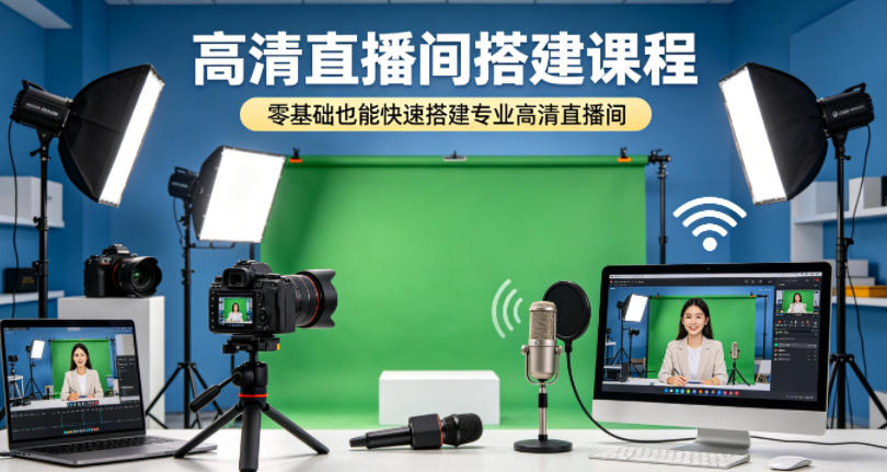 高清直播间搭建课程，零基础也能快速搭建专业高清直播间-优优云网创