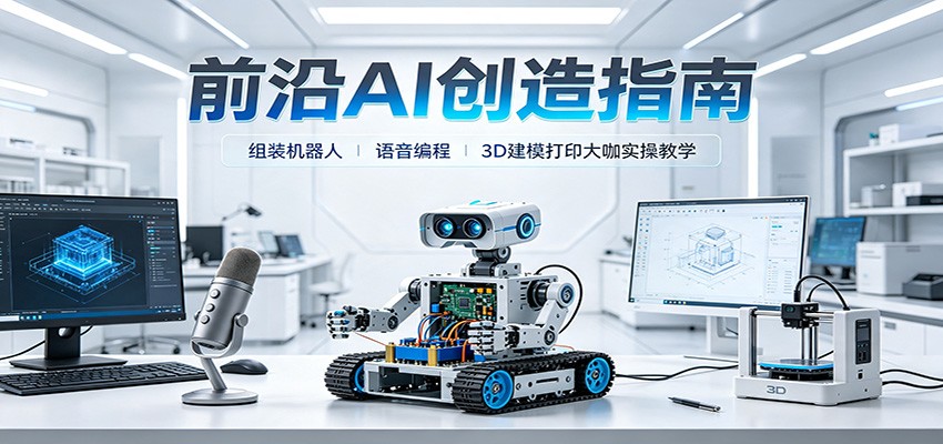 前沿AI创造指南：组装机器人、语音编程、3D建模打印大咖实操教学-优优云网创