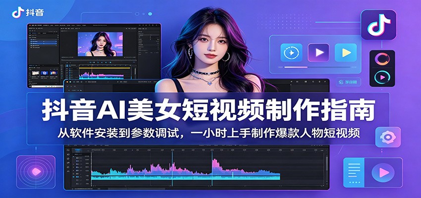 抖音AI美女短视频制作指南：从软件安装到参数调试，一小时上手制作爆款人物短视频-优优云网创