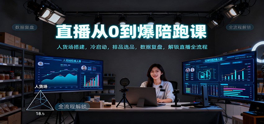 直播从0到爆陪跑课:人货场搭建,冷启动,排品选品,数据复盘,解锁直播全流程-优优云网创