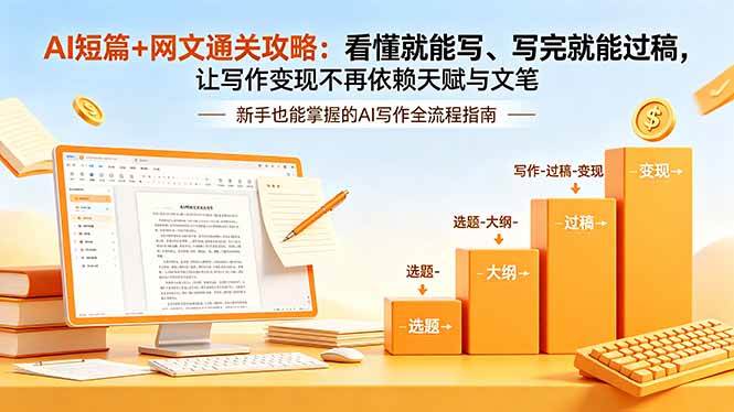 （19655期）AI短篇+网文通关攻略-更新：看懂就能写、写完就能过稿，让写作变现不再依赖天赋与文笔-优优云网创