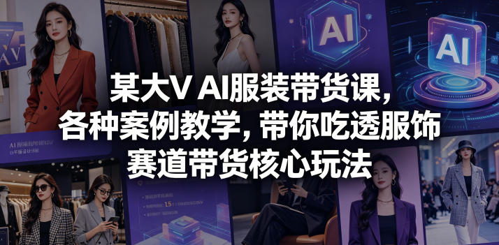 某大V AI服装带货课，各种案例教学，带你吃透服饰赛道带货核心玩法-优优云网创