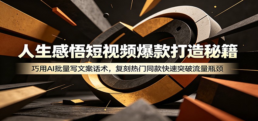 人生感悟短视频爆款打造秘籍：巧用A 批量写文案话术，复刻热门同款快速突破流量瓶颈-优优云网创