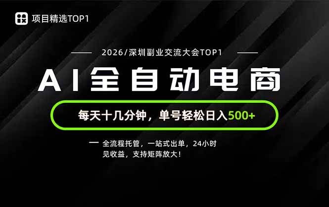 （19783期）副业精选TOP1，全流程托管，24小时见收益，单号轻松日入500+-优优云网创
