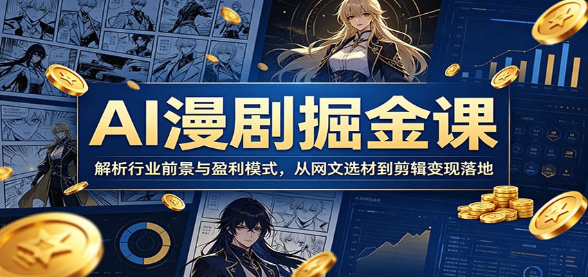AI漫剧掘金课：解析行业前景与盈利模式，从网文选材到剪辑变现落地-优优云网创