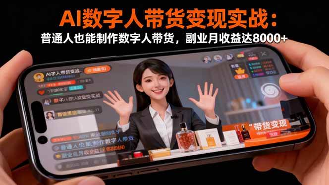 （16377期）AI数字人带货变现实战：普通人也能制作数字人带货，副业月收益达8000+-优优云网创