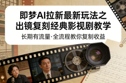 即梦AI拉新最新玩法之出镜复刻经典影视剧教学，长期有流量，全流程教你复制收益-优优云网创