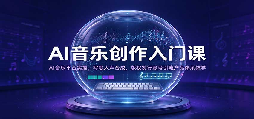 AI音乐创作入门课：AI音乐平台实操，写歌人声合成，版权发行账号引流产品体系教学-优优云网创