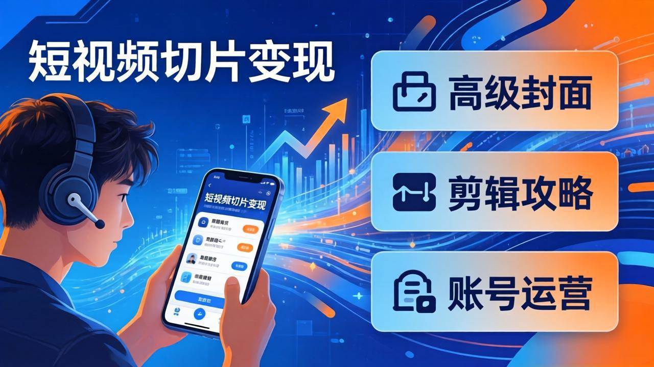 （17758期）短视频切片变现速成班2.0：高级封面+剪辑攻略+账号运营，0基础小白快速入局副业-优优云网创