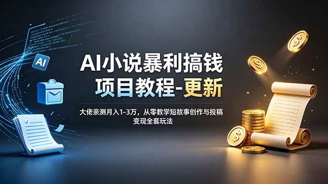 (19030期)AI小说暴利搞钱项目教程-更新,大佬亲测月入1-3万,从零教学短故事创作与投稿变现全套玩法-优优云网创