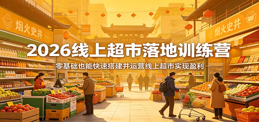 2026线上超市落地训练营，零基础也能快速搭建并运营线上超市实现盈利-优优云网创