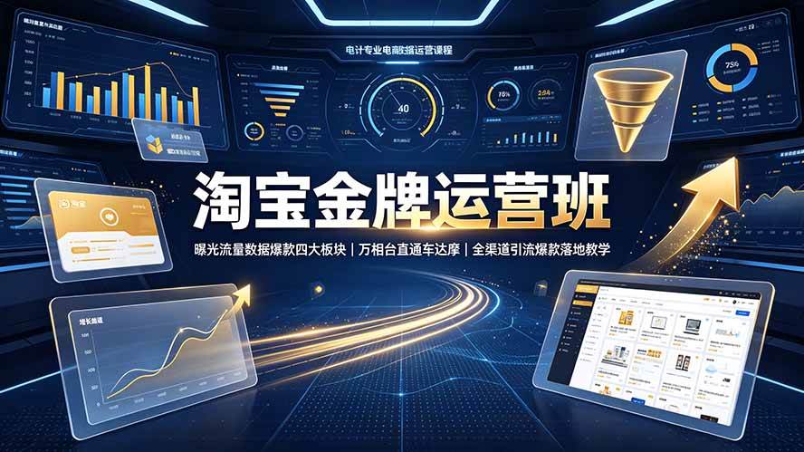 (19434期)淘宝金牌运营班-7月:曝光流量数据爆款四大板块|万相台直通车达摩|全渠道引流爆款落地教学-优优云网创