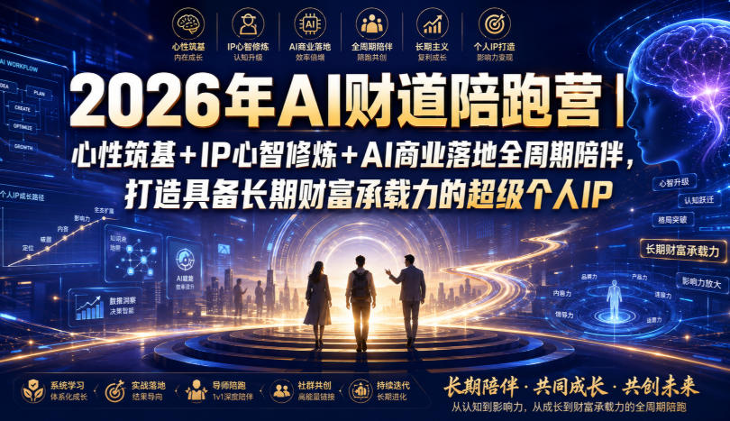 2026年AI财道陪跑营｜心性筑基+IP心智修炼+AI商业落地全周期陪伴，打造具备长期财富承载力的超级个人IP-优优云网创