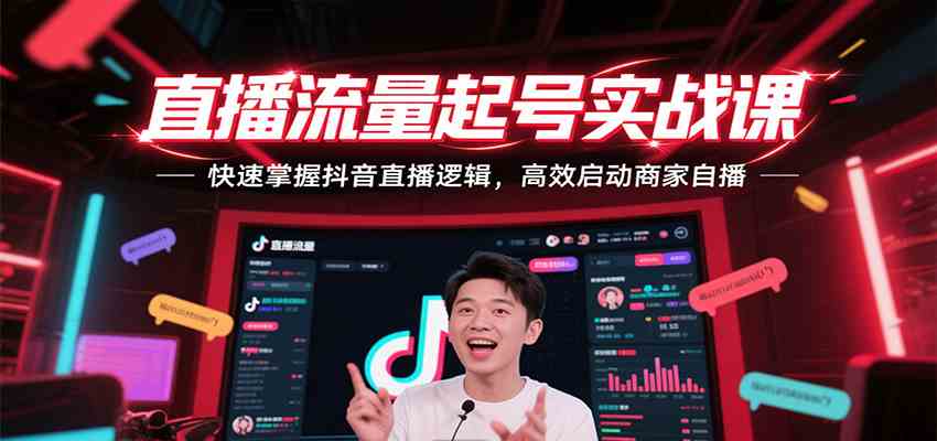 直播流量起号实战课，快速掌握抖音直播逻辑，高效启动商家自播-优优云网创