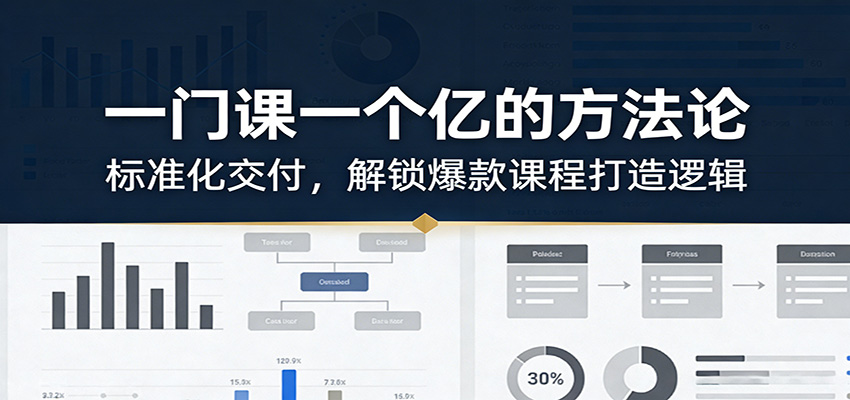 一门课一个亿的方法论：标准化交付，解锁爆款课程打造逻辑-优优云网创