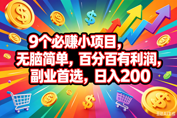 (18623期)9个必赚钱的小项目,百分百会赚米,无脑简单,副业首选,日入200+-优优云网创