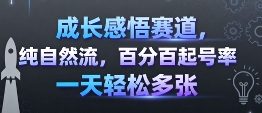 成长感悟赛道,纯自然流,百分百起号率 一天轻松多张-优优云网创